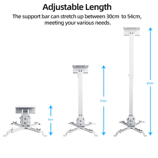GOOJODOQ ขายึดโปรเจคเตอร์ 3-in-1 อเนกประสงค์: เพดานฟลัช, แขนยืดไสลด์, การติดตั้งติดผนัง - รองรับได้ถึง 55 ปอนด์