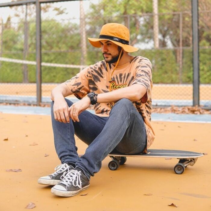 Mustard/Black G001 (หมวกเดินป่า Hiking hat สีมัสตาร์ทคาดดำ)