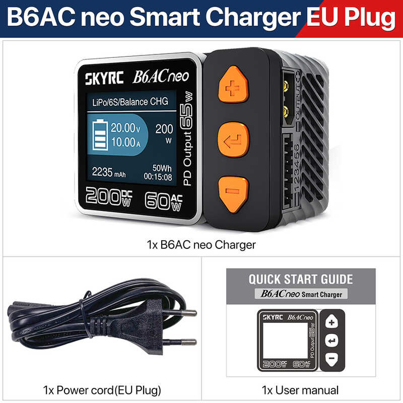 SKYRC 38E B6acneo เครื่องชาร์จ DC 200W AC 60W 10A การชาร์จและการคา