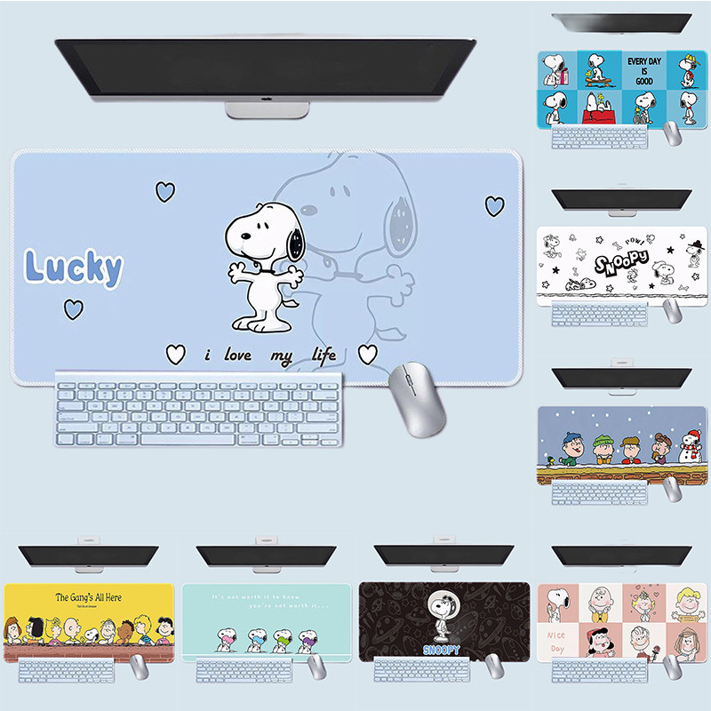 Snoopy Mousepad แผ่นรองเมาส์ขนาดใหญ่ Gamer คีย์บอร์ดแผ่นรองเม้าส์พรม Anti-Slip Playmat คอมพิวเตอร์โต๊ะสํานักงานโต๊ะ Mat