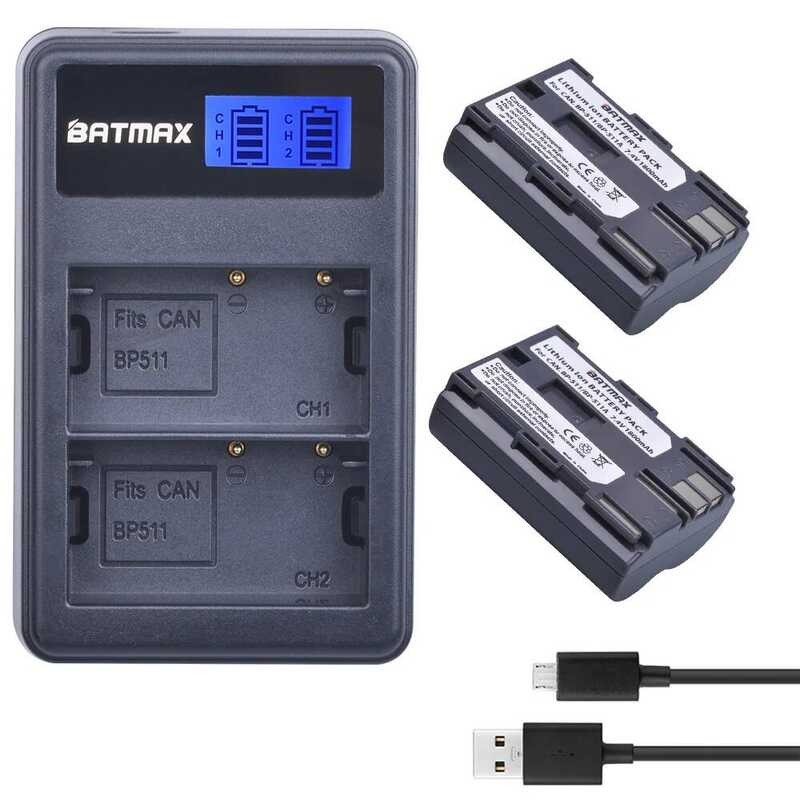 ▥ 2X Bp-511A Bp-511 BP 511 511A Bp511a แบตเตอรี่ Bateria + LCD Dual USB Charger สำหรับ Canon G6