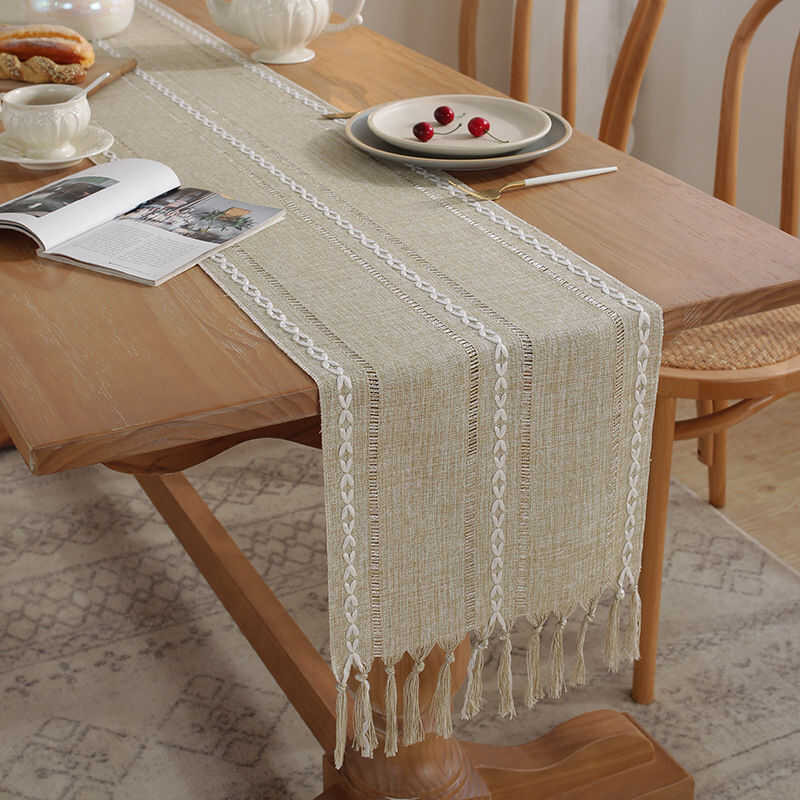 LY American Table Runner Cotton En Table Cloth Tassel Coffee Table Mats Home Long Table Decorative