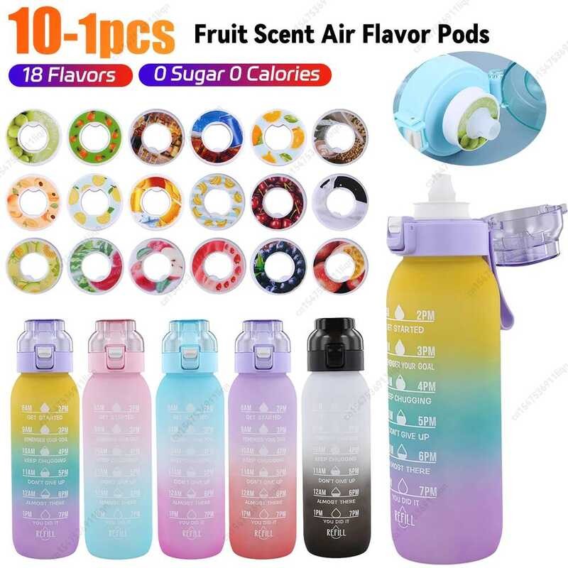 1000M Portable Water Bottle With 7 Air Flavor Pods 0 Sugar 0 Calories Fruit Scented Flavour Pods Le