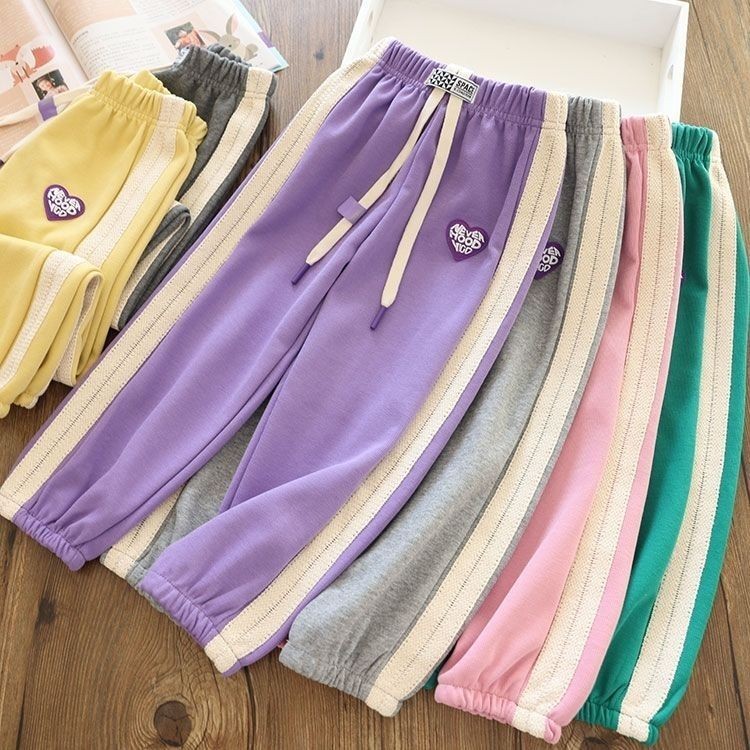 กางเกงขายาวสำหรับเด็กผู้หญิง สีสันสดใส ทรงตรง แฟชั่นลำลอง