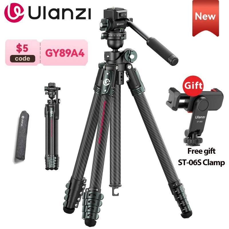 Ulanzi JJ06 กล้องคาร์บอนไฟเบอร์ขาตั้งกล้องกลางแจ้งน้ําหนักเบาขาตั้งกล้องสําหรับการถ่ายภาพเหนือศีรษะส