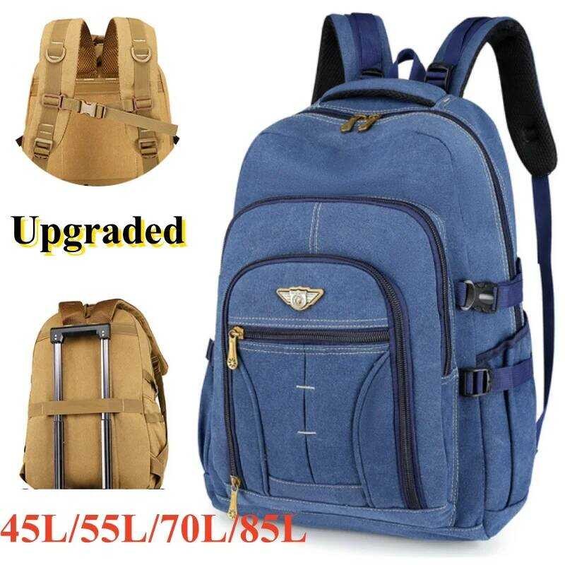 55L 70L ผ้าใบกีฬาผู้ชายเดินป่ากลางแจ้ง Camping กระเป๋าเดินทาง Lage Rucksack ความจุขนาดใหญ่ปีนเขายุทธ