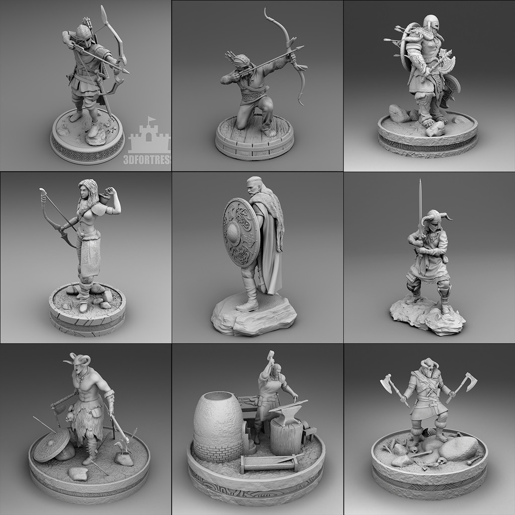 [Vikings] Archer Berserker Lord Warrior Blacksmith Guard DND Chess Piece Running Group