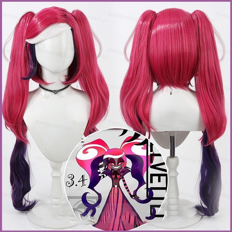 Ellen Hazbin โรงแรม Velvette คอสเพลย์วิกผมหนังศีรษะเทียมอะนิเมะผมผู้หญิง Man Hairpiece ทนความร้อนปา