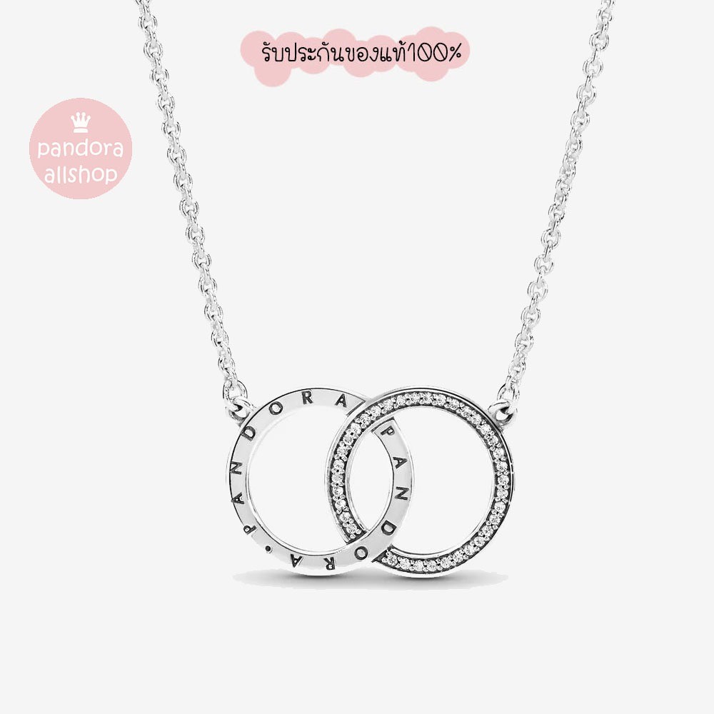 (ของแท้100%)Pandora silver necklace สร้อยคอ logo