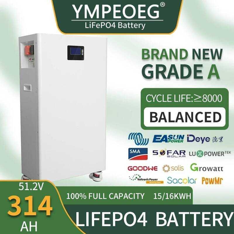 แบตเตอรี่ LiFePO4 ใหม่เอี่ยมเกรด A ความจุเต็ม 100% 15KWH/16KWH ขนาด 48V280Ah/314Ah รับประกัน 10 ปี