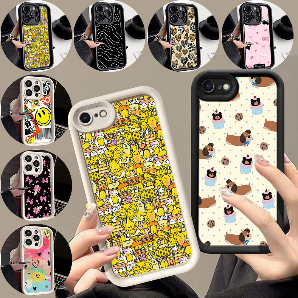 สำหรับ OPPO Reno 5 6 7Z 7Lite 8Lite 8Z 8T เคสโทรศัพท์มือถือ ดวงตานางฟ้า กรณ ZZ205 Black Cute Cartoon