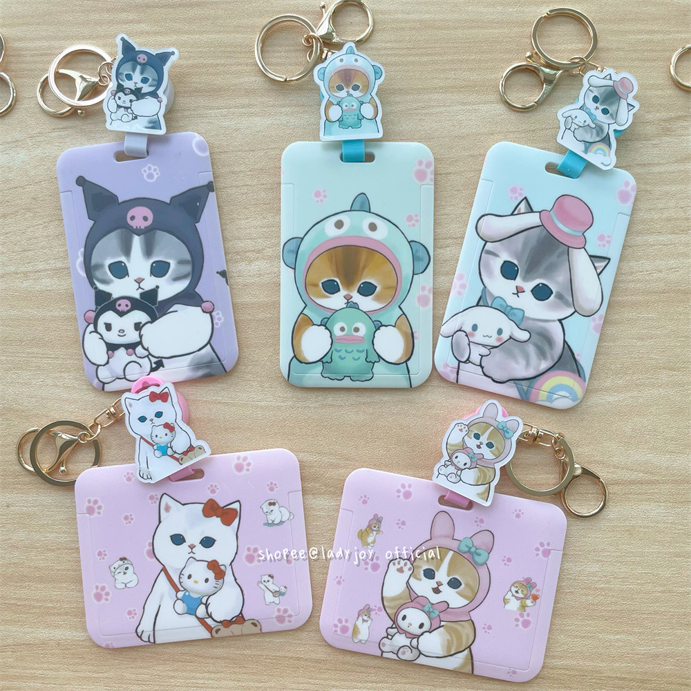 น่ารัก Mofusand Cat X Sanrio ผู้ถือบัตรตัวละคร Retractable Easy-pull ID ผู้ถือผู้ถือบัตรนักเรียน