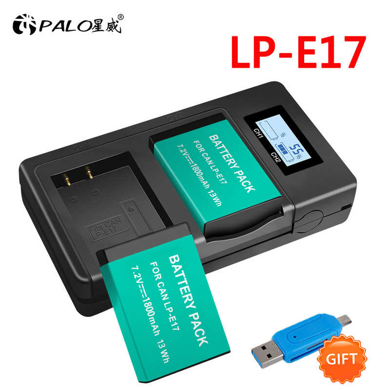 LPE17 1 LP-E17 แบตเตอรี่กล้องและจอแอลซีดีชาร์จ USB สำหรับ Ca