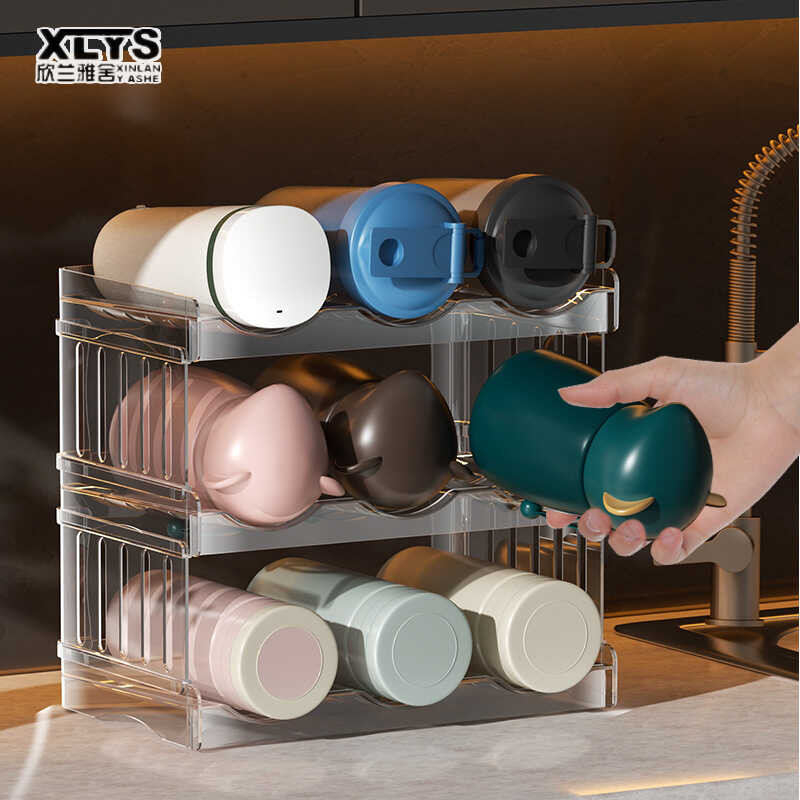 Shelf Folding Cup H Multilayer Transparent Water Cup Rack Refrigerator Beverage Rack Erposition Det