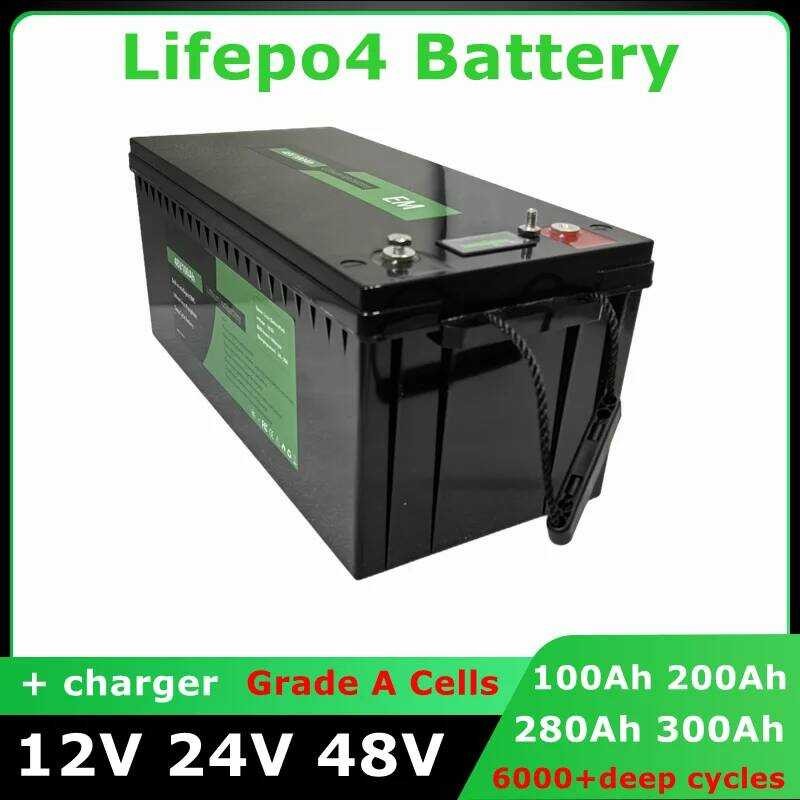 แบตเตอรี่ LiFePo4 ลิเธียมไอออนฟอสเฟต 24V 12V 48V 100Ah 200Ah 280Ah 300Ah 400Ah สำหรับพลังงานแสงอาทิต