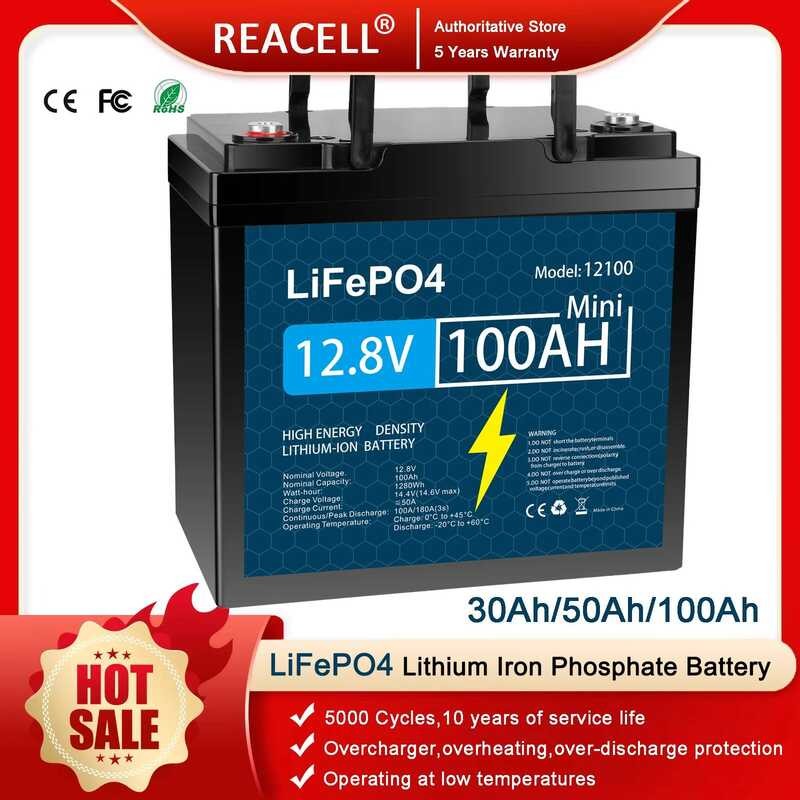 แบตเตอรี่ลิเธียมไอออนฟอสเฟต LiFePO4 12.8V 120Ah/100Ah/60Ah/30Ah 12V ชุดแบตเตอรี่ 5000 รอบ RV Cart Bo