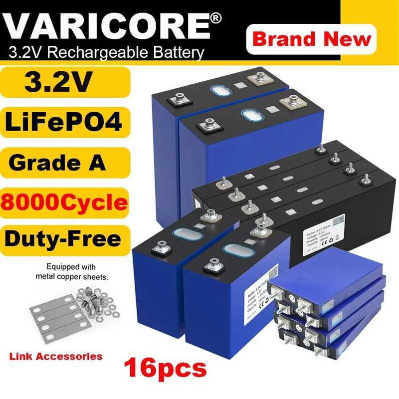 แบตเตอรี่ VariCore 16 ชิ้น 3.2V LiFePO4 340ah 320AH 280ah 150ah 105ah สำหรับอินเวอร์เตอร์ 12v 24V 36