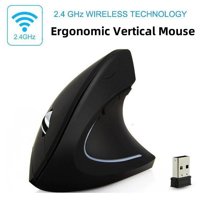 เมาส์ไร้สายแนวตั้ง 1600 DPI พร้อม USB Mini Receiver Ergonomic คุณภาพสูงเม้าส์สําหรับ Pc แล็ปท็อป Ipad