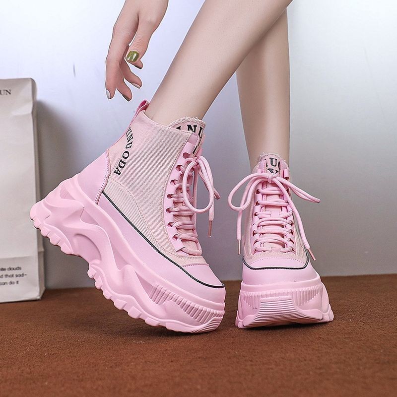 11 ซม.รองเท้าผ้าใบคุณภาพสูงเพิ่มความสูงผู้หญิงแพลตฟอร์มหนาSoled Niche Super Hotกีฬารองเท้าผ้าใบลําลอง