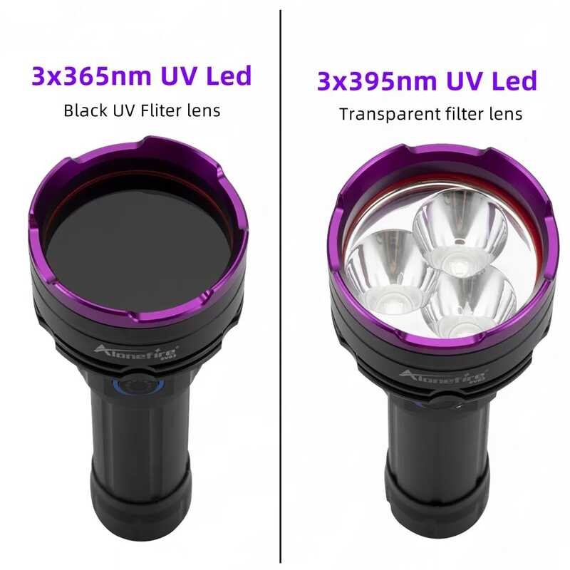 ➧ ไฟฉาย UV 3 LED 30W 365Nm/395Nm พลังสูงแสงอัลตราไวโอเลตรักษา
