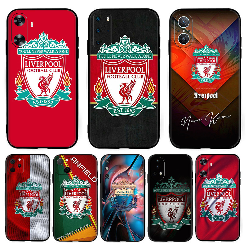 สําหรับ Huawei P30 Lite P30 Pro Y5P Y6P Y7A Y8P TPU หรูหราซิลิโคนสีดํานุ่ม Liverpool Football Club