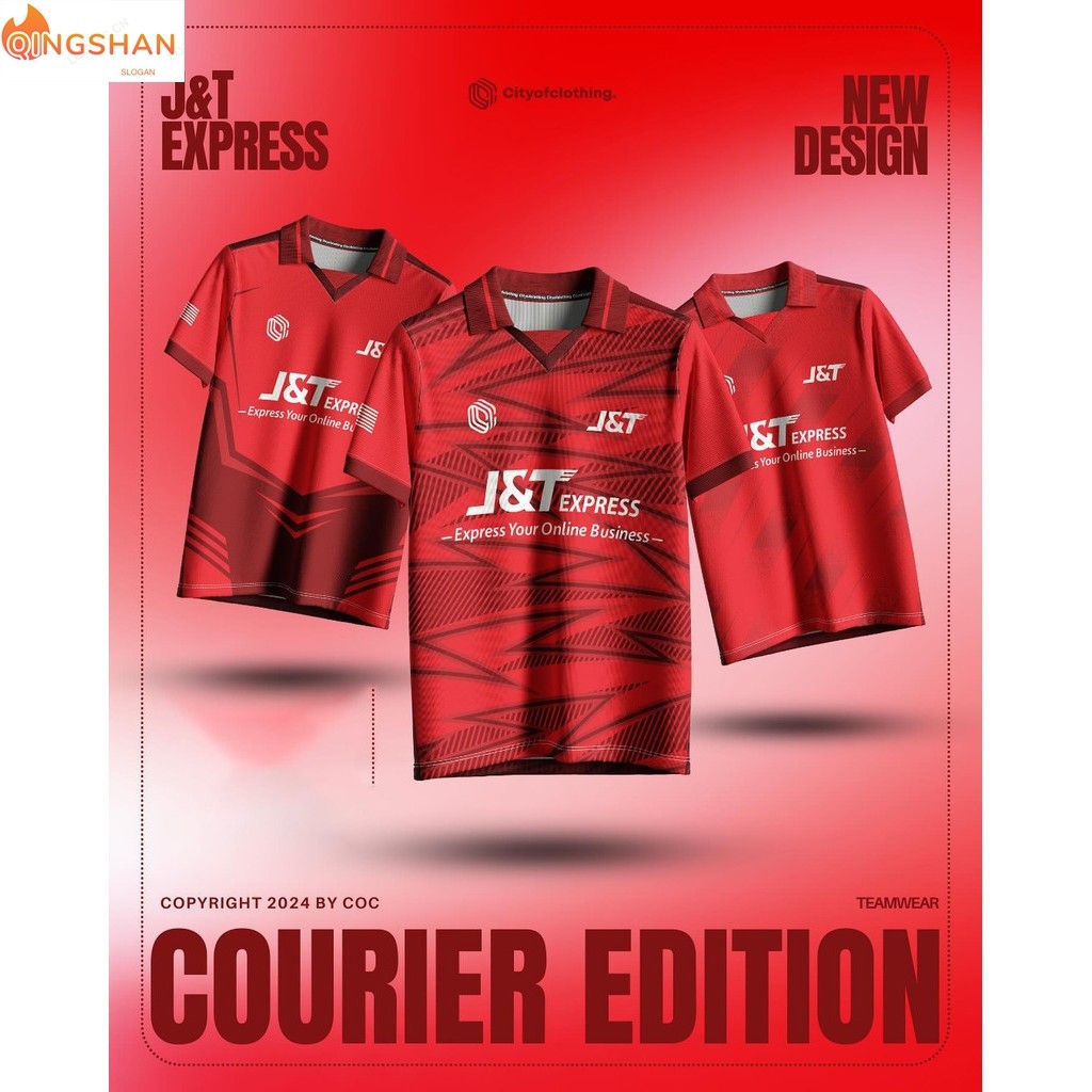 J&t EXPRESS Retro Summer Mens Short Sleeve Jersey Top Red Geometric Full Sublimation Print Jersey Casual อเนกประสงค์เสื้อแขนสั้น