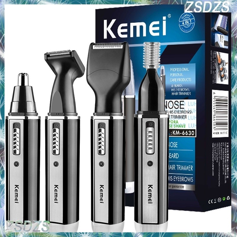 Kemei km 6630 4 In 1 เครื่องตัดขนจมูก และหูไฟฟ้า แบบชาร์จไฟได้