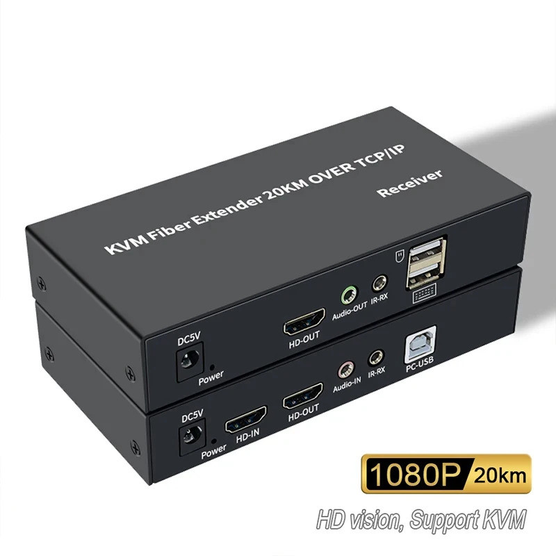 20km HDMI Fiber IP KVM Extender Transceiver over SC Fiber Optical Cable HDMI to Fiber Optic Extender