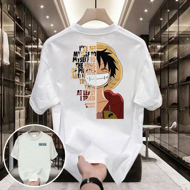 เสื้อยืด สีขาว-ดำ วินเทจ OVERSIZE คอกลม ลายการ์ตูน สีดําแขนสั้น เสื้อยืดผู้ชาย สตรีทแฟชั่น ผู้ชาย