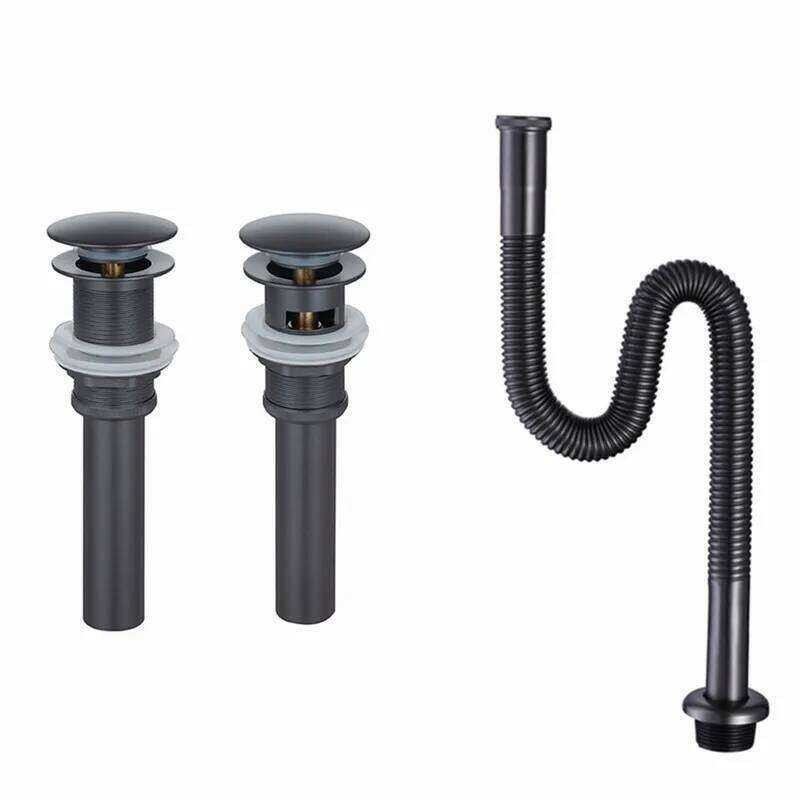 Traps & Drains โลหะทองเหลืองห้องน้ํา S Pop Up ท่อระบายน้ําสีเทาสีห้องน้ําอะไหล่และไม่มีก๊อกน้ําล้น D