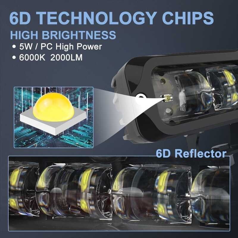 6Inch LED Work Light Bar Single Row Spot Offroad Driving ATV 4Wd SUV Truck Boat