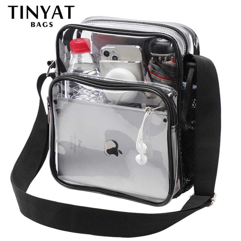 ❤ TINYAT Men's Clear Light Men Shoulder Bag For 9.7'Pad Waterproof Casual Crossbody Bag