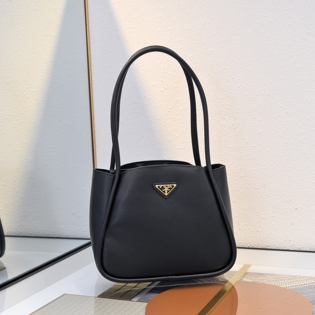 [1: 1 Boutique] Cowhide Small Tote Bag กระเป๋าสะพายไหล่ช่องคู่ความจุขนาดใหญ่