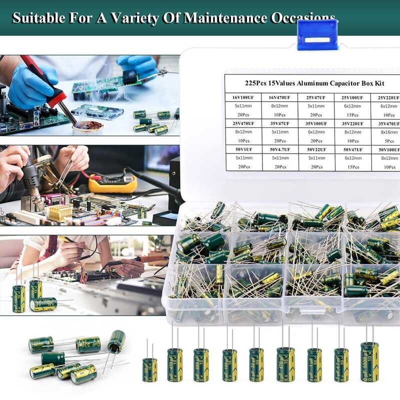 ❤ 225 ชิ้น / กล่องตัวเก็บประจุชุด JCCON อลูมิเนียมตัวเก
