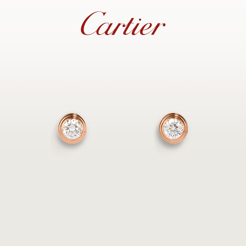 [พร้อมกล่อง] Cartier Cartier Cartier dAmour Rose Gold Gold White Gold Diamond Medium ต่างหู [คลังสิ