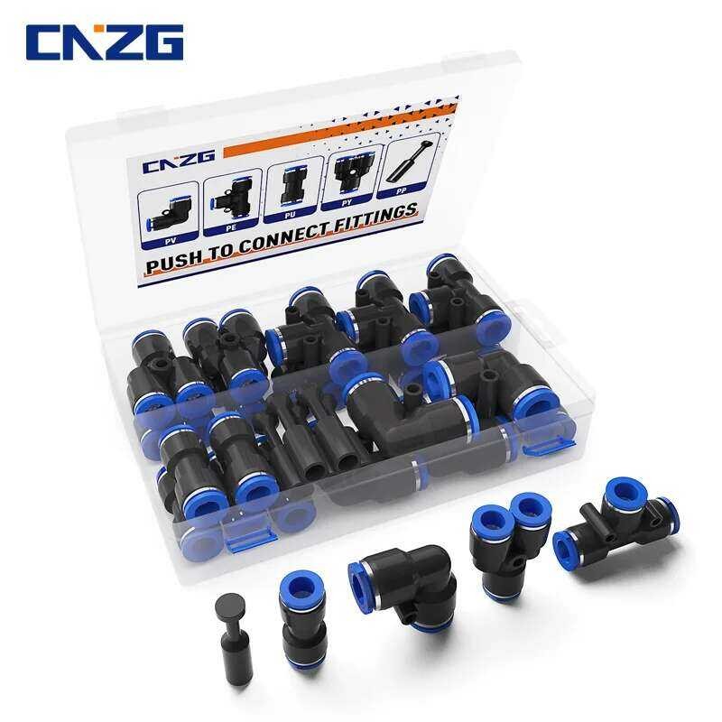 CNZG ข้อต่อลม ขนาด 8 มม. 1/4 นิ้ว ข้อต่อสายลมแบบเชื่อมต่อเร็ว ขนาด 4 มม. 6 มม. 12 มม. 3/8' ชุดข้อต่อ