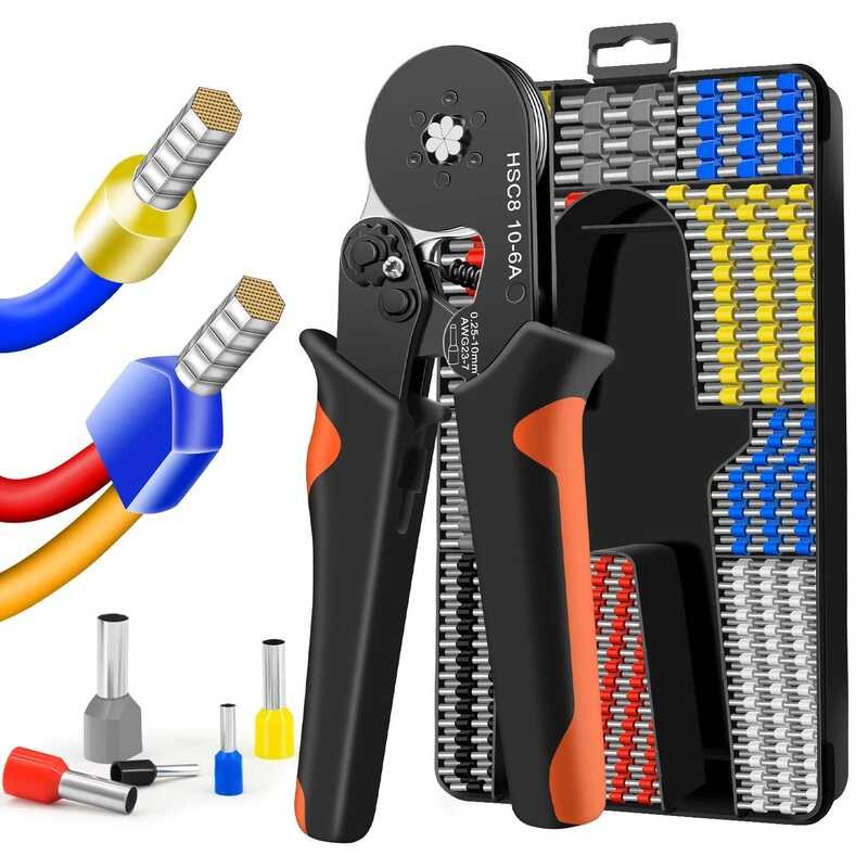 HSC8 คีม 10-6A แบบยุโรป เครื่องมือจีบขั้วแบบกดเย็นสำหรับสายไฟ 800 ชิ้น ตัวเชื่อมต่อท่อ VE/TE