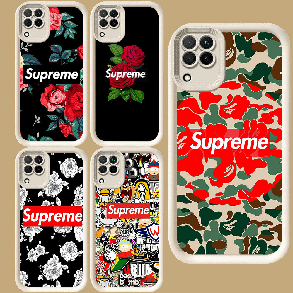 R46 Rose Supre-me Casing สําหรับ Samsung A12 A06 F04 M04 A05 A04 A04E A22 J7 Pro J2 Prime 5G สีขาว