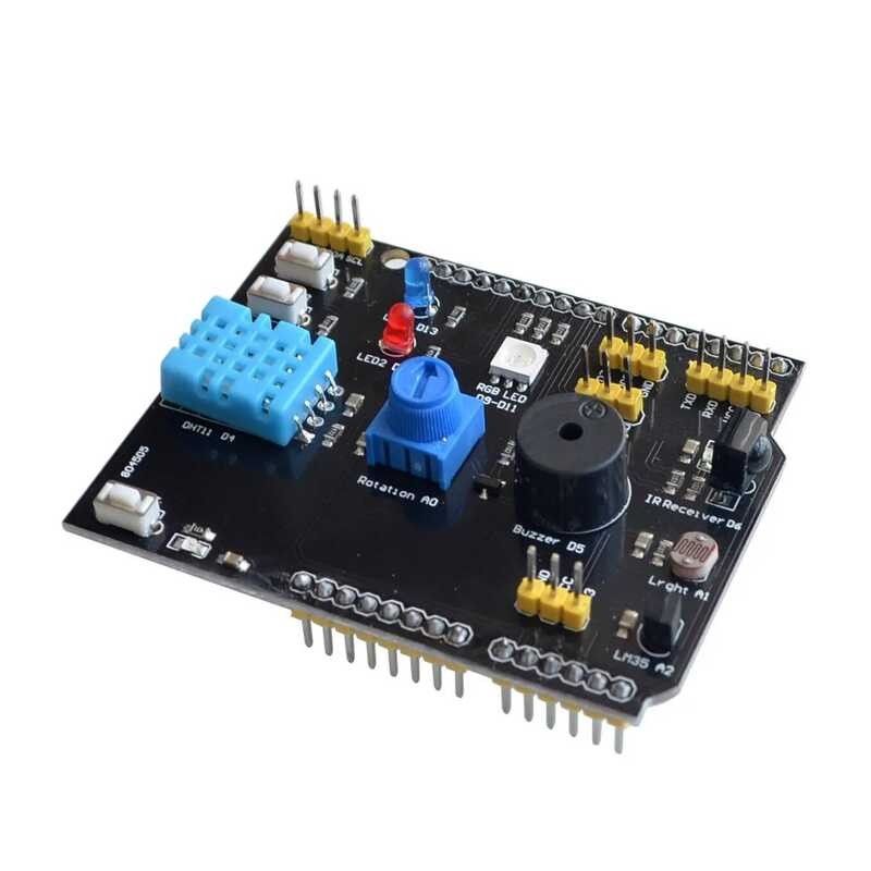DHT11 บอร์ดขยายเซ็นเซอร์อุณหภูมิและความชื้น LM35 สำหรับ Arduino UNO R3 RGB LED IR Receiver