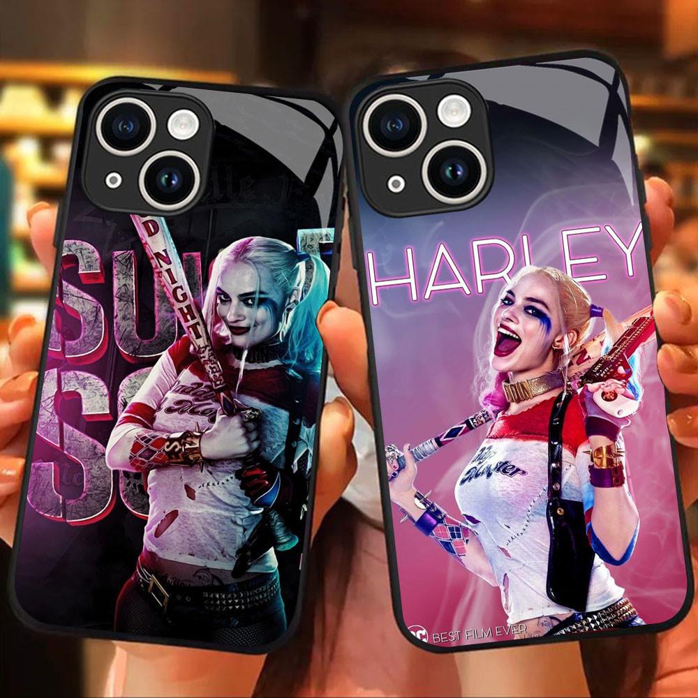 MK-68 Harley Quinn & Joker Liquid HD Glass Casing สําหรับ iPhone 11 13 12 Mini Pro Max
