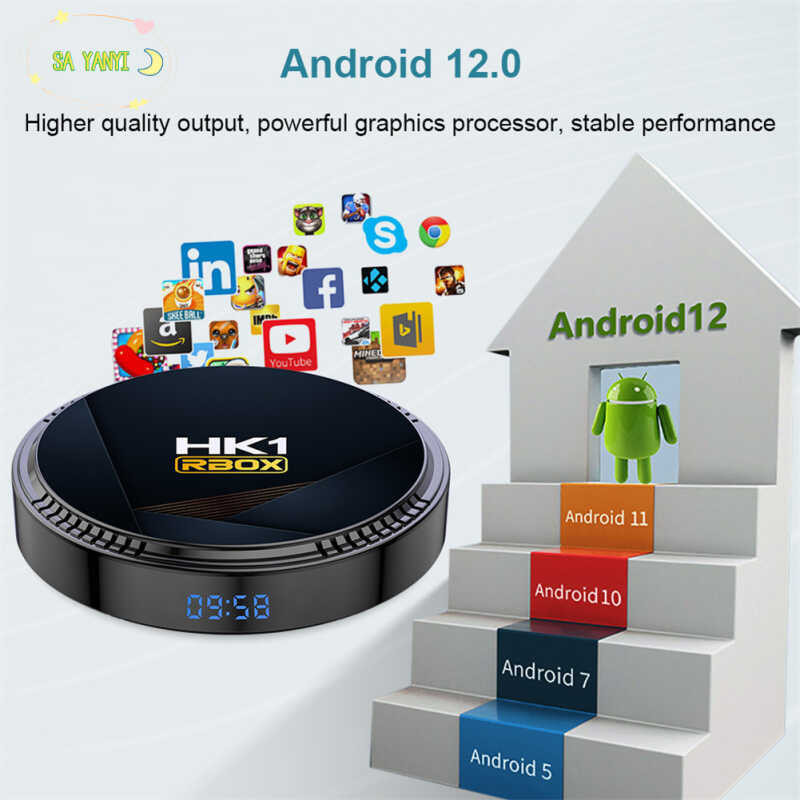 Hk1 Rbox H8 Set-Top Box H618 Android 12.0 Hd Dual-Band Wifi6 Bluetooth-Compatible 5.0 (Remote Contr