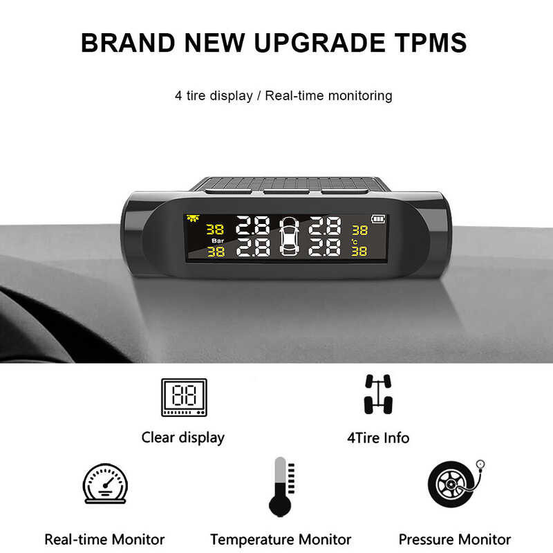 Tire Monitoring System Car TPMS Tyre Pressure Monitor Digital LCD Display Auto Security Alarm Syste