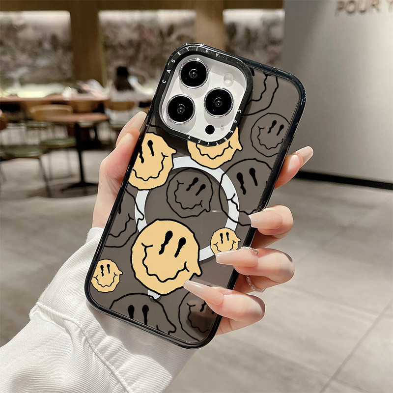Contort Lines Smile Graffiti ไร้สายชาร์จแม่เหล็กสําหรับ IPhone 16 Pro Max ฝาครอบ 16 PLUS ซิลิโคนนุ่มกันชนใสกันกระแทกปลอก