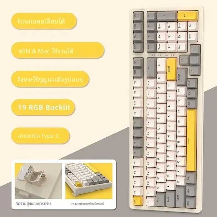คีย์บอร์ดสำหรับเล่นเกมกลไกแบบ K3คีย์บอร์ด98ปุ่มแผงโล