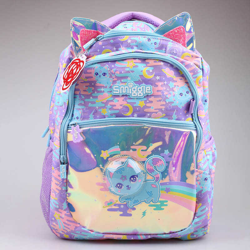 กระเป๋าเป้ Smiggle Large Astronaut Cat Series สําหรับเด็กๆ ด้วยการ์ต