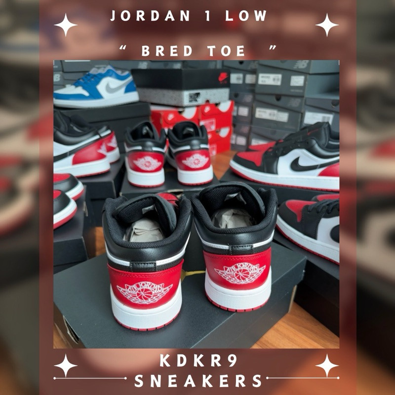 ♞,♘Jordan 1 Low Bred Toe ของแท้ พร้อมส่ง bvn