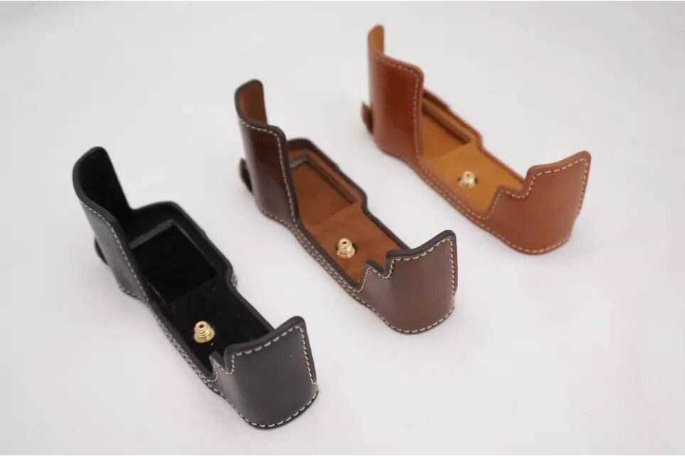 เหมาะสําหรับ Canon EOS M3 M6 M6II กระเป๋ากล้องหนังฐานครึ่งชุดฐานสกรูป้องกันกรณีเชลล์