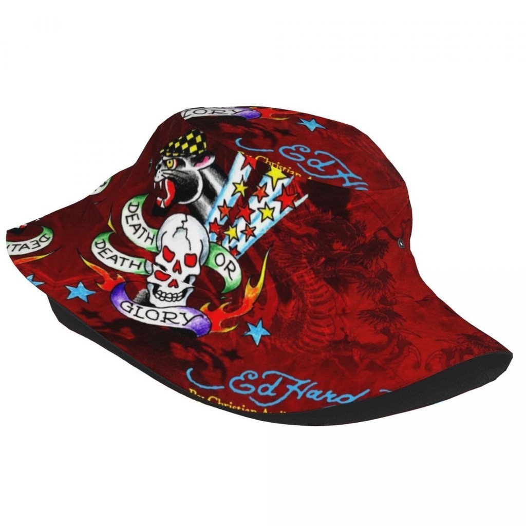 Ed Hardy (4) หมวกบักเก็ต กันแดด สไตล์เกาหลี ญี่ปุ่น ฮาราจูกุ สําหรับผู้หญิง และผู้ชาย