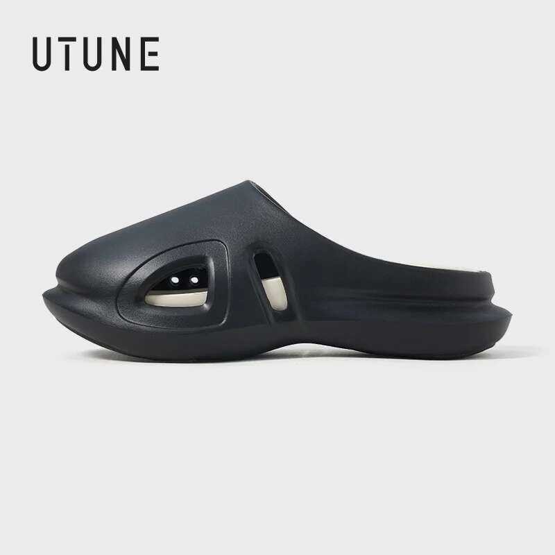 UTUNE รองเท้าแตะแพลตฟอร์มสไตล์พังค์สำหรับผู้ชาย พื้นกันน้ำ 5 ซม. ดีไซน์ตามหลักสรีรศาสตร์ รูระบายอากา