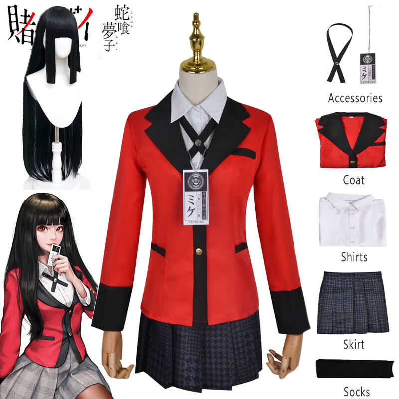 Anime Kakegurui Cosplay Costume Jabami Yumeko Uniform Dress Student Jk Sailor Dress Set Comic Chara